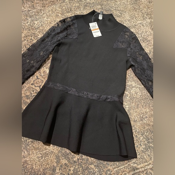 INC International Concepts Black Lace Sleeve Blouse - Picture 4 of 11